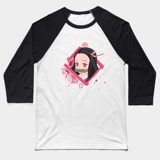 DEMON SLAYER (KIMETSU NO YAIBA): NEZUKO KAMADO Baseball T-Shirt by FunGangStore